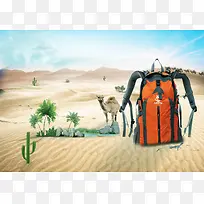 沙漠之缘旅游海报背景素材