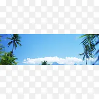 蓝天椰树背景