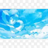 大气天空手绘蓝色梦幻背景图