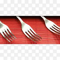 日系竹帘中式大红色欧式餐具不锈钢叉子