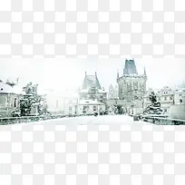 城市雪景摄影背景