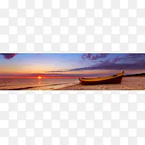 海边小船风景背景