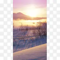 夕阳下的雪景H5背景
