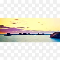 海边夕阳石头淘宝网站背景图