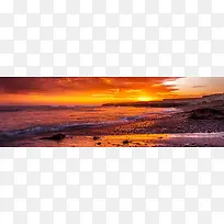 夕阳天空大海海边背景