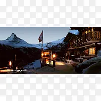 雪山中的小木屋