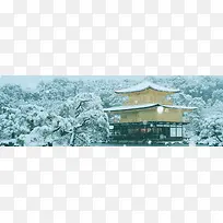 冬季复古日式建筑背景