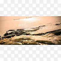 唯美海景岩石背景banner