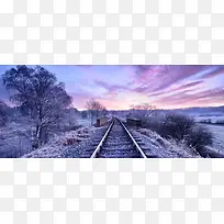 冬季铁轨风景背景
