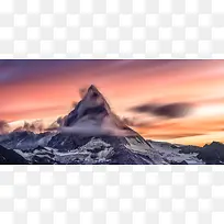山峰摄影风景红色蓝色电商海报背景