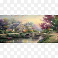 风景油画背景图