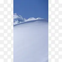 蓝色简约冬季雪山H5背景素材
