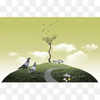 爱与自然海报背景素材