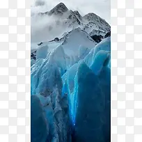 美丽的蓝色冰晶雪山H5背景素材