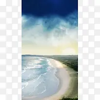 海边蓝色沙滩H5背景