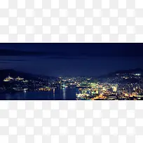 科技城市建筑夜景淘宝海报背景