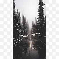 冬日雪景摄影灰色背景H5背景