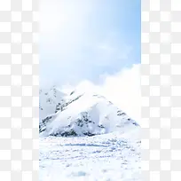 白色简约户外雪景H5背景素材