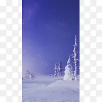 蓝色天空雪景H5背景图片