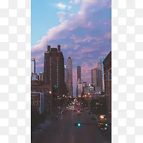 城市风景摄影云层背景H5背景