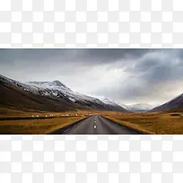 马路雪山道路风景背景