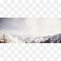 白色大气雪山banner背景