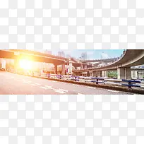 摄影高架桥夕阳背景