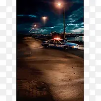 路灯汽车夜景