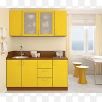 黄色厨房装修效果图片素材