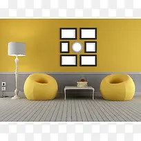 黄色壁纸家居装修图片