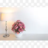 花瓶盆栽台灯墙壁背景