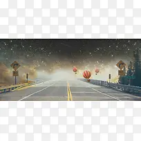 公路背景节日气氛公路背景banner