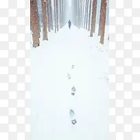 雪地上独行的脚印H5背景素材