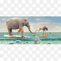 大海水浪大象创意风景摄影banner