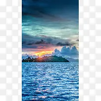 海岛日落风景H5背景