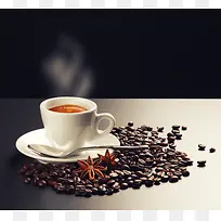 文艺咖啡与咖啡豆海报背景