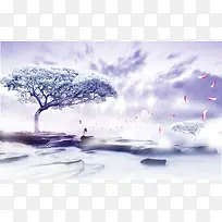 中国风渐变古典风景背景
