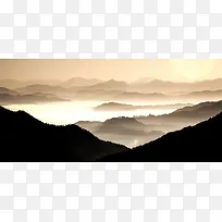 远山日落海报背景