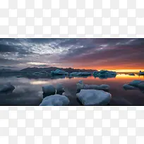 冰原黄昏背景图
