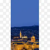 国外古堡建筑夜景H5背景