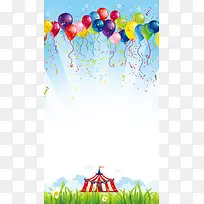 蓝天气球节日背景图