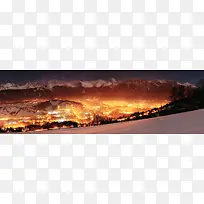 夜景雪山海报素材