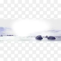 浅色海边礁石风景