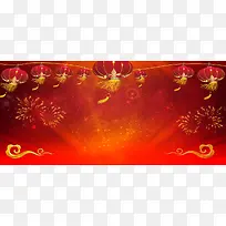 元宵节红色电商中国风banner背景