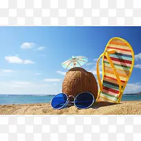 清新夏日沙滩旅游平面广告