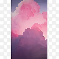 粉色云朵海报背景