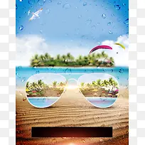 海岛沙滩度假广告背景
