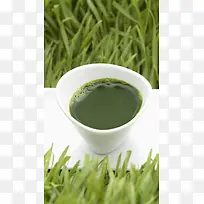 绿茶抹茶饮品H5背景素材