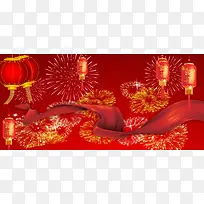 新年激情狂欢红色年夜饭背景海报
