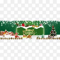 圣诞节绿色激情狂欢圣诞树鹿banner背景